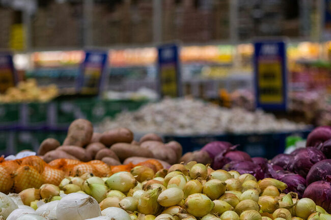 Piles of vegetables