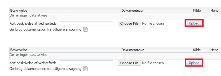 Upload den specifikke dokumentation, som uddannelsen har brug for