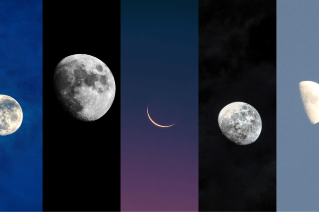 Five images of the Moon