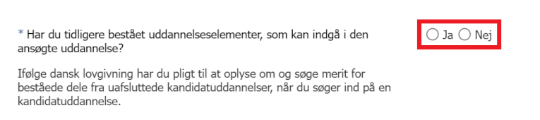 Oplys om du tidligere har læst og bestået fag på en kandidatuddannelse, du ikke har afsluttet