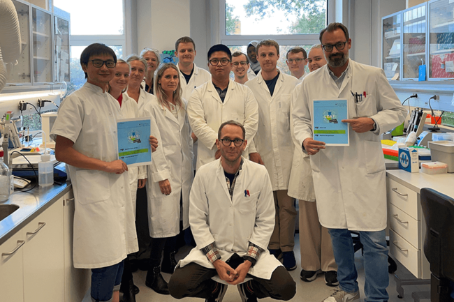 Researchers in lab