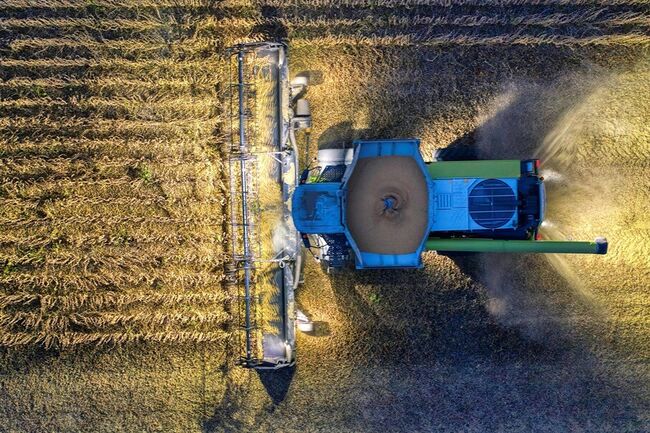 Agricultural machine seen from above