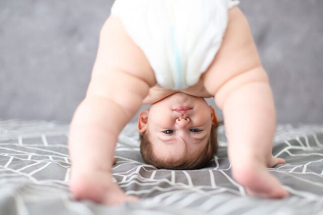 Baby upside down