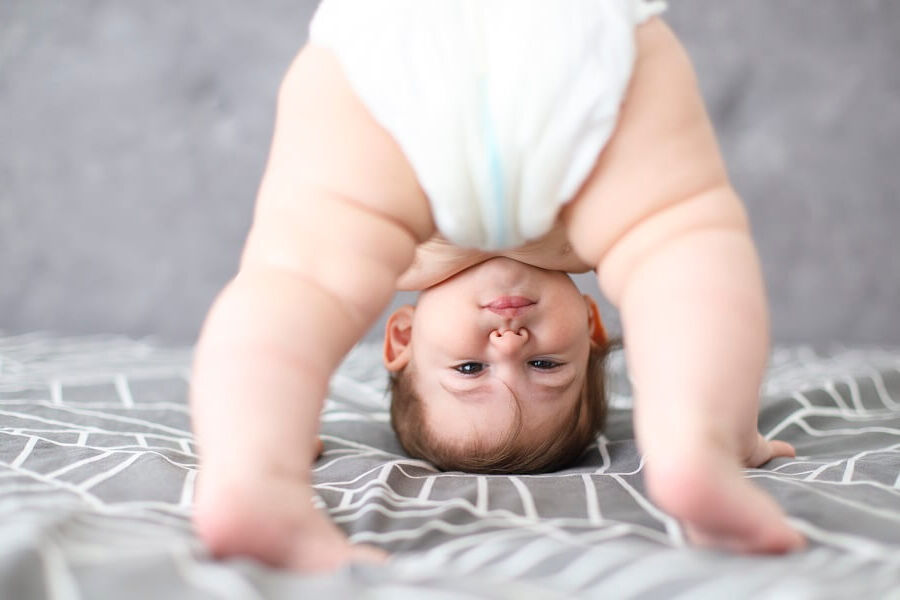 Baby upside down